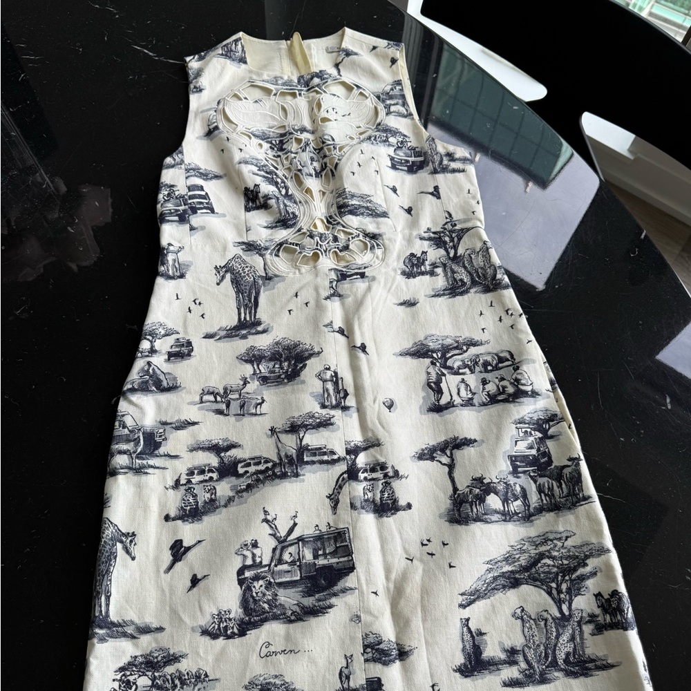 Carven Cream and Black Printed Dress